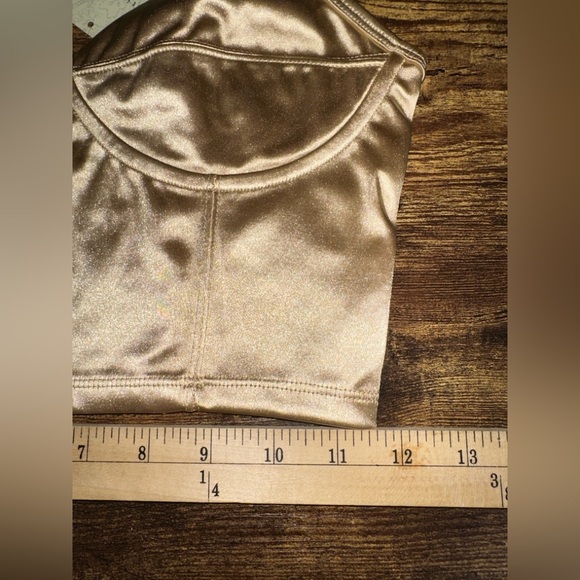 Free People Top Womens Small Latte Casino Royal Brami Crop Smocked Back Y2K NEW - Picture 7 of 10